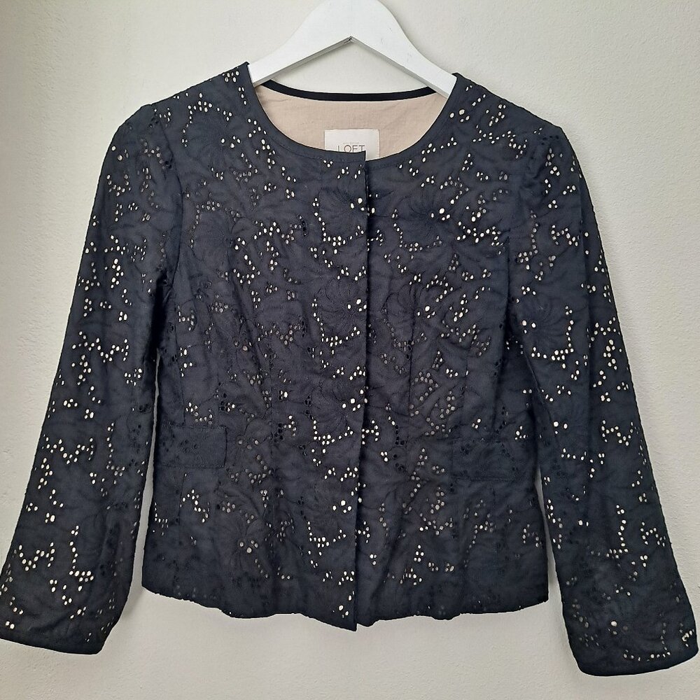 Loft black eyelet jacket